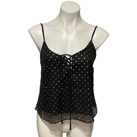 The East Order XS Black With Silver Star Print Cropped Cami NWT - Picture 3 of 9